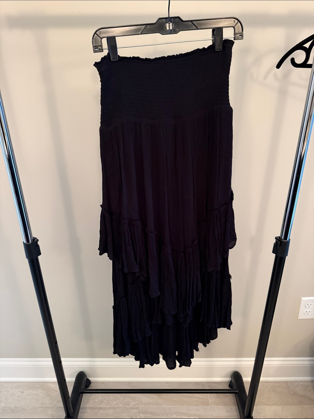 Free People Black Tiered Boho Maxi Skirt